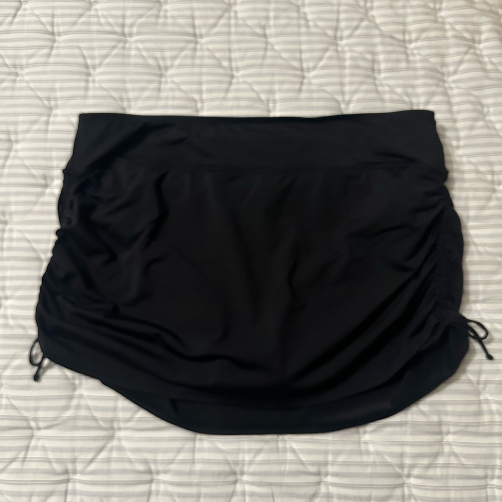 Lands End Black Swim Skirt with Fabric Detail